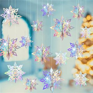 Decorazioni natalizie Fiocchi di neve artificiali Ghirlanda di carta Inverno Frozen Party Decor Neve Decorazione natalizia per la casa Compleanno Navidad Tree Ornaments 231023