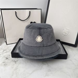 Erkekler Tasarımcılar Kova Şapkaları Moda Lüks Gri Balıkçı Şapkası Kadınlar Sıradan Sıcak Kaşmir Kapaklar Unisex Modeli Vintage Fluffy Sunhats