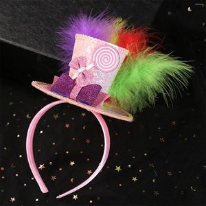 Saç Aksesuarları Şeker Renkli Çember Headdress Steampunk Mini Üst Şapka Faşator Head Band Çocuk Yetişkin Yay Tüy Meapwear Kostüm Aksesuar