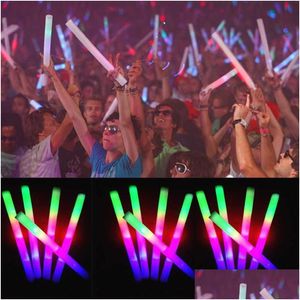 Diğer Etkinlik Partisi Malzemeleri 101530PCS BK Colorf LED Glow Sticks RGB Köpük Stick Cheer Tube Tüp Koyu Işık Doğum Günü Düğün Festivali Dhdwp