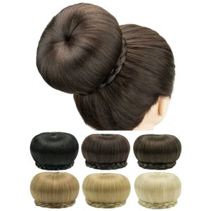 Sentetik peruk soowee büyük boy saç klipsinde örgülü chignon çörek silindiri saç parçacığı kadınlar için scrunchies 231024