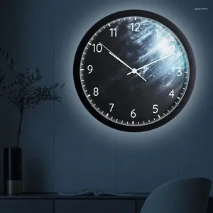 Duvar Saatleri Akıllı Ses Kontrolü Gece Işık Saati: Oturma Odası İçin Şık ve Lüks Saat - Sessiz Yaratıcı Ay