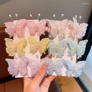 Hair Accessories Embroidered Butterfly Hairpins For Girls Plaid Solid Ribbon Bow Pins Clips Headwear Children Ornaments