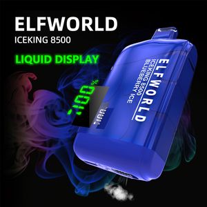 Заводская поставка ELFWORLD Одноразовые затяжки Vape Ice King 8500 с батареей для электронной жидкости Дисплей Светодиодный экран Регулируемый поток воздуха