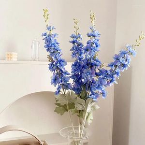 Dekoratif çiçekler uzun şube delphinium yapay güzel sümbül mor ipek sahte çiçek düğün ev bahçesi diy dekor çiçek tedarik