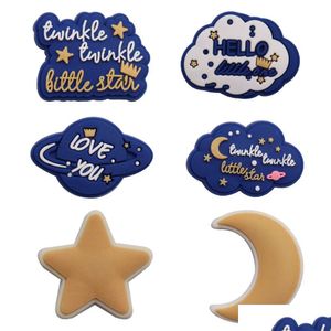 Accessori per parti di scarpe Commercio all'ingrosso 100 pezzi in PVC Twinkle Little Star Love You Hello Moon Sandali Charms Braccialetti adatti Ornament Decorat Dhnsr