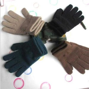 Теплые вязаные перчатки на пальцы ярких цветов, мужские и женские вязаные перчатки, эластичные варежки с длинными пальцами, теплые перчатки для велоспорта для взрослых