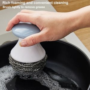 Süngerler ovma pedleri 2 adet mutfak tavaları temizlik için ev çanak fırçası saplı çok amaçlı restoran taşınabilir yeniden kullanılabilir kolay kavrama 231023