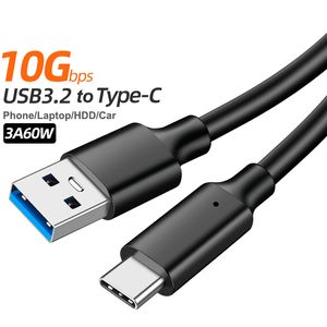 Tip-C Veri Kablosu USB3.2 Tip C Şanzıman Kablosu Sabit Sürücü için 10Gbps HDD Araç Şarj Cihazı 3A 60W PD Hızlı USB-C Şarj Kabloları