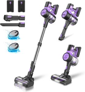 INSE Cordless Vacuum Cleaner, 6-in-1 26Kpa Suction Stick Vacuum with 2 Batteries, Max 100min Runtime Rechargeable Vacuum Cleaners for Home Hard Floor----S10P Purple