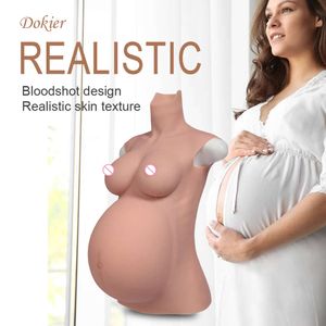 Catsuit Costumes Realistic Silicone Fake Have Stretch Marks Big and Soft Cosplay Crossdresser Twins Pregnant Belly