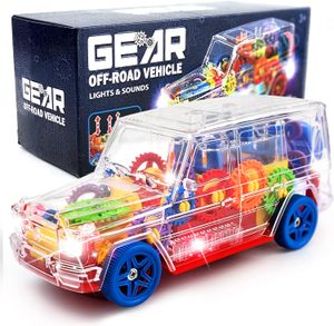 Light-Up Transparent Off-Road Vehicle Baby Toy with Music and Lights, 8-Inch Battery-Operated Toddler Sensory Car for Boys and Girls