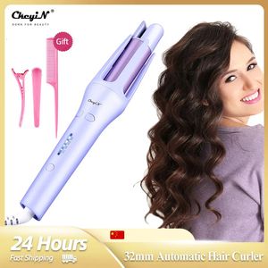 Curling Irons CkeyiN 32mm Automatic Hair Curler for Women Tourmaline Ceramic Curling Iron Rotating Roller Auto Rotary Fast Heating Styling 231024