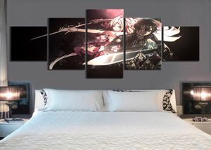 Принты повесить фотографии для дома, 5 панелей, Sword Art Online, аниме, настенный модульный плакат, картина на холсте, украшение для гостиной, в рамке7804632