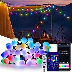 Decorazioni natalizie USB Bluetooth G18 LED String Light 10M 50 Blubs Festoon Fata Luci Camping Camera da letto Outdoor Garden Decor Ghirlanda 231025
