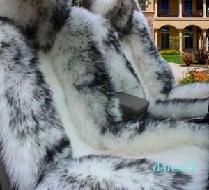 Inverno natural longo lã capa de assento de carro esteira quente pele de carneiro australiana almofada de assento de automóvel pelúcia tamanho universal peça