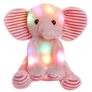 Peluş Aydınlatma Oyuncaklar 25cm Pembe Fil Işık Oyuncak Hediyeleri LED Glow Doldurulmuş Hayvanlar Çocuklar için Oyuncak Yastığı 231025