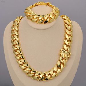 Cadena Cubana Großhandel Hip Hop 14k 18k 24k echt vergoldete schwere massive Miami Cuban Link Kette Halskette für Männer