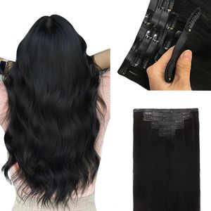 Hair pieces PU Clip in Extensions Human Natural Thick Straight Seamless Skin Weft Clip on Pieces 150G 231025