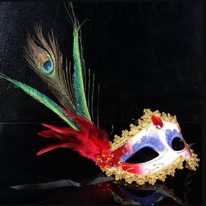 Donne sexy Hallowmas maschera veneziana mascherare il fagiano di piume di pavone maschere a mezza faccia da maschera a sfera per la festa 20pcs/lotto