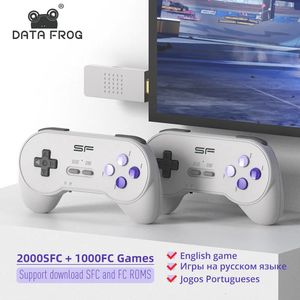 Игровые контроллеры Джойстики Data Frog USB Беспроводная портативная ТВ-видеоконсоль Встроенная 3000 игр для SFC Ретро игровая консоль Dendy Портативная ретро-игровая приставка 231024