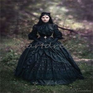 Prenses Siyah Victoria Gotik Gelinlik 2024 Masqurade Rönesans Sömürge Retro Gelinlik Rokoko Kostüm Ortaçağ Fantezi Vampir Vestidos de Novia