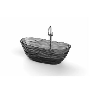 Banheira oval de resina oval para água, 1750x785x640mm, banheira autônoma montada no chão, cristal preto tansparent BV001-7
