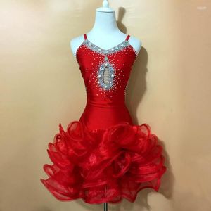 Stage Wear Style Latin Dance Costume Sexy Spandex Stones Dress For Women Competition Dresses A41 S-4XL