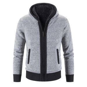 Men's Clothing Knit Sweater Cardigan New Autumn Winter Patchworked Hombre Hoodies Fleece Warm Jumper Coat Brown Grey