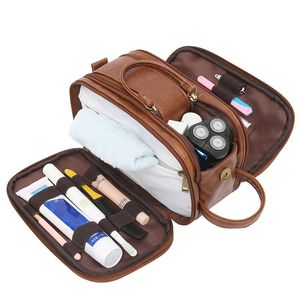 Cosmetic Bags Cases PU Leather Toiletry Bag for Men Women Large Travel Cosmetic Bag Water-Resistant Bathroom Make Up Wash Bag Organizer 231026