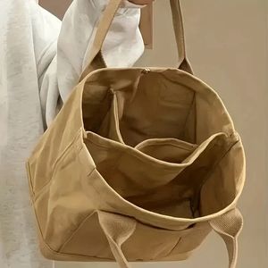 Evening Bags Simple Canvas Tote Bag Women's Trendy Solid Color Handbag Casual Large Bookbag For Students 231026
