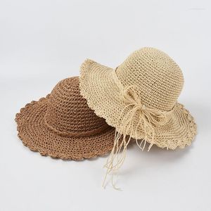 Wide Brim Hats Summer For Women 2023 Beach Girls Sun Hat Foldable Handmade Women's Straw Accessaries The BeachWide