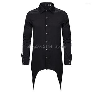Men's Casual Shirts Fashion Black Gothic Steampunk Shirt Men Hipster Evening Party Blouse Victorian Renaissance Prom Camisa Masculina XXL