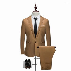 Men's Suits Men Wedding Suit Fashion Solid Color Casual Slim Fit 2 Pieces 8 Colors Male Plus Size 5XL Jacket Pant
