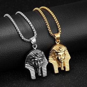 Pendant Necklaces Hip Hop Rock Gold Silver Color Stainless Steel Egyptian Pharaoh Tutankhamun Necklace For Men Jewerly With 24quo201y