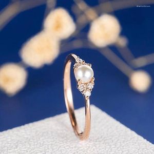 Cluster Rings ZHOUYANG Imitation Pearl For Women Elegant Style Rose Gold Color Engagement Anniversary Gift Fashion Jewelry KCR263