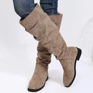 Boots BCEBYL Autumn and Winter Fashion Sexy Solid Color Warm Round Toe Thick Bottom Low Heel Comfortable Womens Botas Mujer 231026