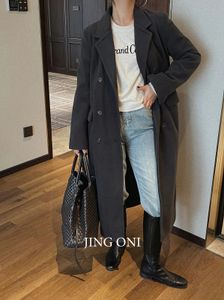 Women's Wool Blends Long Coat Jacket 2023 Woman Clothing Korean Style Fashion Vintage Elegant Y2k Autumn Winter Chic Top Trench Suit 231026