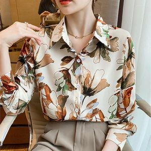 Women's Blouses Vamisas Shirts  For Women Dressy Casual Long Sleeve Shirt Floral Print Elegant Tops Loose Collar Workout Ropa De Mujer