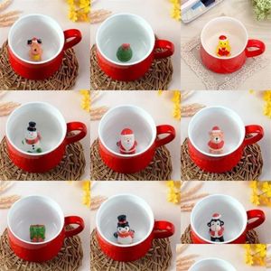 أكواب 3D قهوة جميلة قهوة الحرارة مقاومة الكرتون حيوان كأس السيراميك هدية عيد الميلاد CPA4648 1026