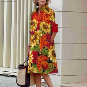 Basic Casual Dresses MCDV Summer Fashion Women's Dresses Long Sleeve Lapel Button Elegant High Temperament Casual Oversized Medium Long Dress 2023 T231026