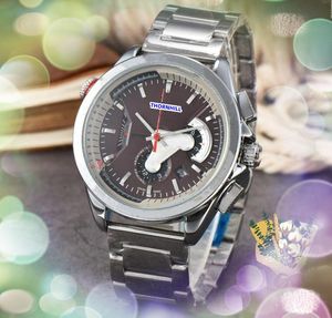Popular Mens Big Dial Watches Stainless Steel Belt Clock Quartz Movement Chronograph President Black Silver Case Bracelet Wristwatch Orologio di lusso Gifts
