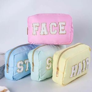 Cosmetic Bags Cases 4PCS Mixed Color Towel Embroidered Letter Waterproof Makeup And Wash Bag Random Letter Color 231026