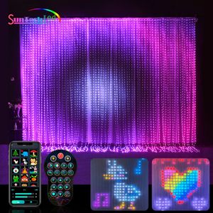 Christmas Decorations Window Curtain String Lights Color Changing Fairy Smart AppControlled LED RGB for Wedding Bedroo 231026