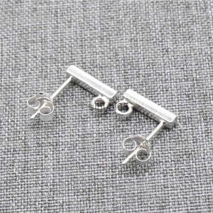 Stud 2 Pairs 925 Sterling Silver Bar Ear Post Earrings with Loop for Jewelry Making YQ231026