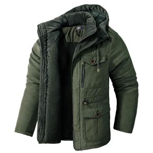 Men's Thicken Warm Winter Jacket Cashmere Fleece Inner Cotton-Padded Male Windbreaker Hooded Outwear Cotton Parka Snow