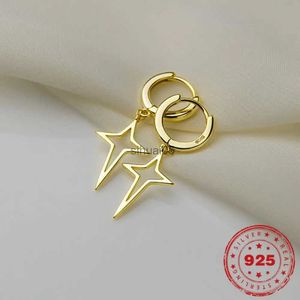 Stud HOYON Street Cross Plated Silver Earrings Personalized Hip Hop Ear Buckle Trend for Man Woman 14K Gold color YQ231026