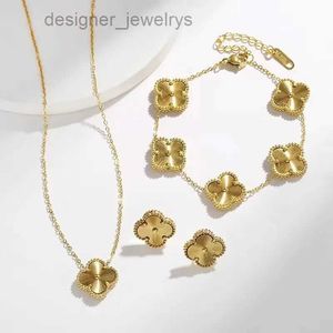 Designer Luxury New Classic vanly cleefly Clover Jewelry Set Women Four Leaf Pendant Necklaces Bracelet Earring Gold Silver Jewelry Womens Engagement Party Gift D5