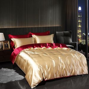Комплекты постельного белья Роскошный атласный комплект с плоским пододеяльником высокой плотности сплошной цвет 231026