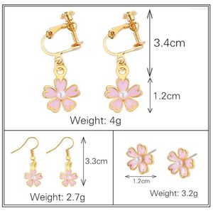 Dangle Earrings  Chandelier Korean Pink Flower Pearl Small Dainty Earrring For Women Elegant Wedding Aretes De Mujer Modernos 2023Dangle
